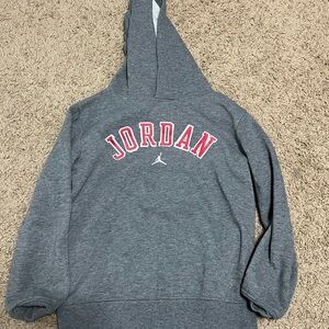 Boys Jordan Gray Hoodie with Red Logo
